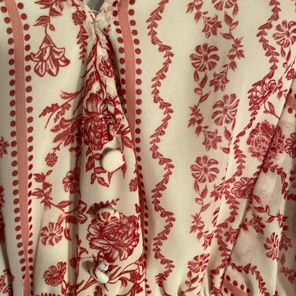 Justify Red and White Patterned High Low  boho dress - Picture 5 of 13